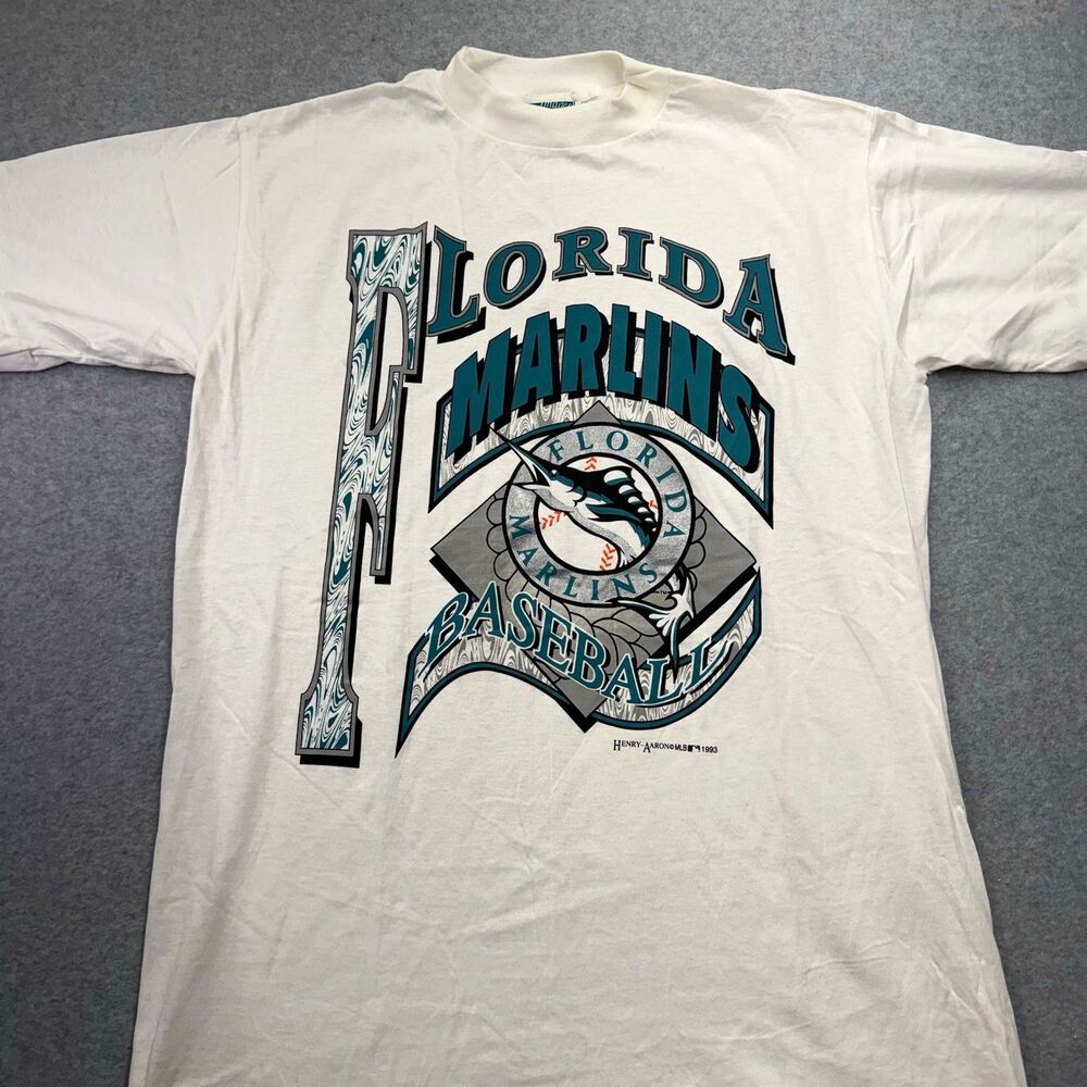 VTG 90s Resort Images Florida Marlins MLB Graphic Shirt Large Single Stitch